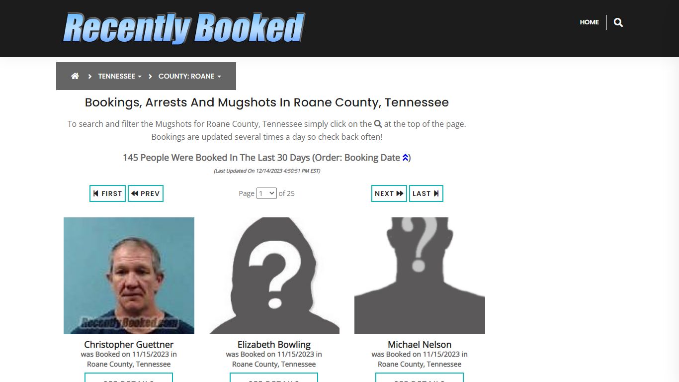 Bookings, Arrests and Mugshots in Roane County, Tennessee